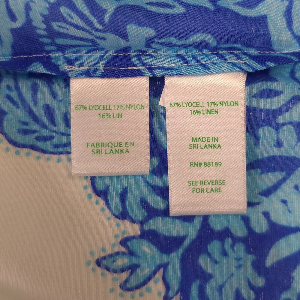 Lilly Pulitzer  Breeze Aqua Jungle Escape Engineered Woven Kiran Button Down Top - Picture 10 of 10